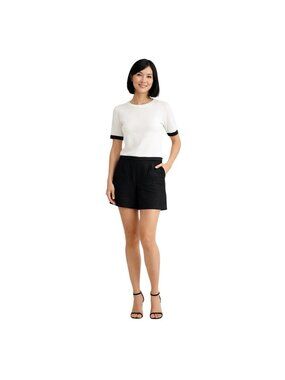 2/$30 ZARA Knit Short Small Sleeve Sweater White With Black Trim
